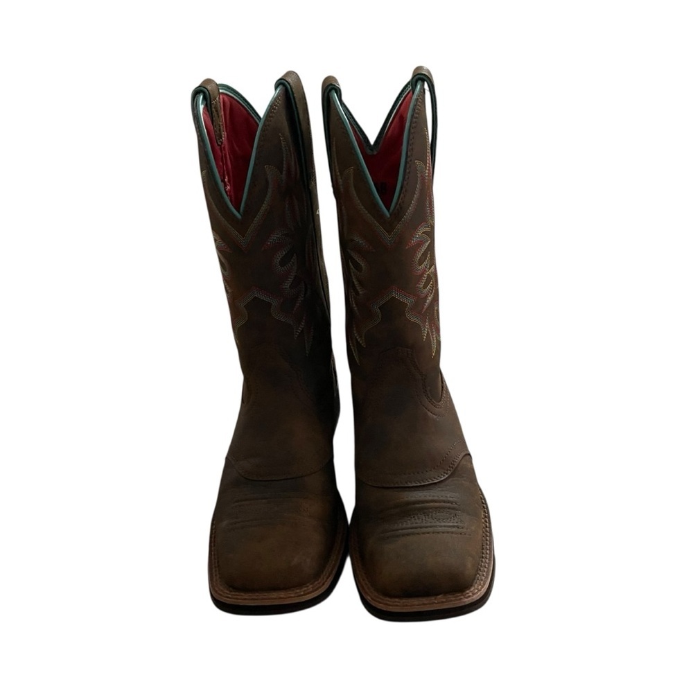 Ariat Delilah Brown and Red Western Boots with Teal Accents Women Size 8.5 - Picture 6 of 9
